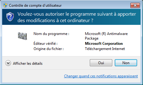 Windows Defender Offline : UAC